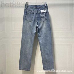 Dames jeans ontwerper vrouwen kleden kleine wierook borduurgaten hoge taille dunne denim broek rechte buis vrouwelijke zomer EGZ1
