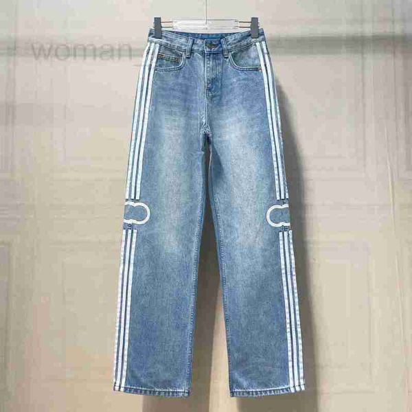 Jeans pour femmes Designer Femmes 2023 Automne Nouveau G Denim Pantalon côté double lettre ruban tube droit lâche pantalon polyvalent P8AF