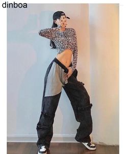 Jeans pour femmes dinboa-high street lavage femme y2k vintage en détresse haute taille 2024 Été décontracté fille baggy