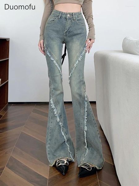Jeans pour femmes duomofu chiche haute taille mince millésime femelle fare printemps classique complet street flash street lâche
