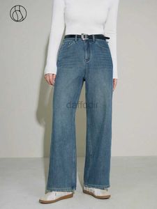 Jeans Femme Dushu Deux Longueur High Taille Femmes Hiver Épaissir Polaire Denim Bleu Jeans 2023 Bureau Lady Pleine Longueur Coton Jean Droit 24328