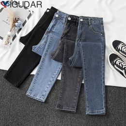 Jeans voor dames Elastisch denim skinny jeans Dames Hoge taille Potloodbroek Dames Koreaanse modeshow Slank Hoog Lichtblauw Grijs Jean Vrouwelijke SkinnyC24318