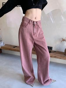 Jeans pour femmes profite 2024 Automne Femmes Vintage Purple Korean Street Style Straight Tube Loose Denim Cargo Pants High Jean