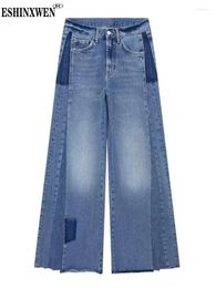 Jeans féminins Eshin Blue Ligne large pour femmes Patchwork Denim Pantalon Fashion Streetwear Femme Baggy Femme Mid-Wemon Femme TH5792