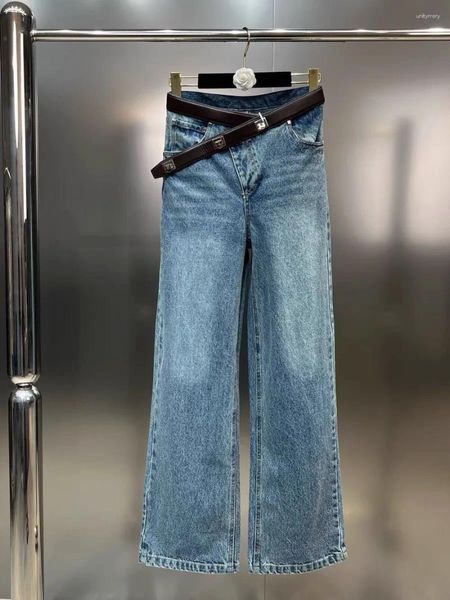 Jeans pour femmes automne 2024 Multi Button Decorative Contrut Cross Designer Straight Casual Trend