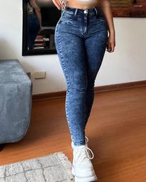 Jeans pour femmes mode 2024 taille haute maigre Strtechy Bulifting Slim Fit Femmes Wahed Crayon sexy pour l'automne à la mode fermeture