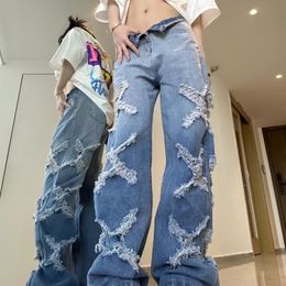Damesjeans Fashion American Vintage Waste Jean 2023 Design Trend ins Losse rechte breedbeen hoge taille jeans Y2K 230422