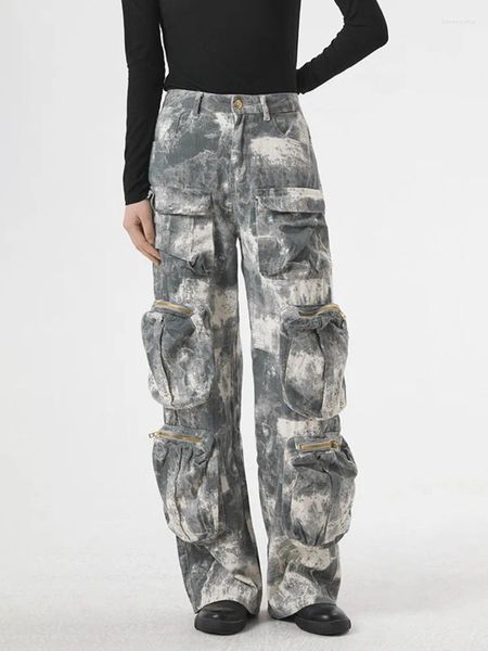 Jeans pour femmes Camouflage High Taist Multi Pocket Loose Spice Girl Street Denim Cargo Pants printemps 2023 17A3603H