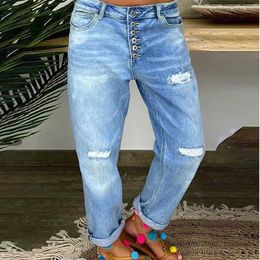 Dames jeans mode casual streetwear broek voor vrouwen gescheurde gat vrouwelijke broek meisjes bodems dames denim jeans broek 240423