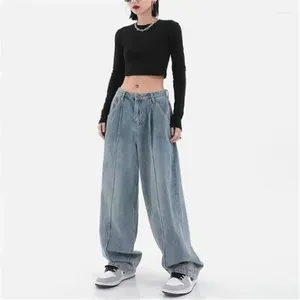 Fashion de jeans pour femmes harajuku pour les femmes à la jambe large tout-correspondant lâche lavage décontracté pantalon denim Baggy High Street Long pantalon 2024 automne