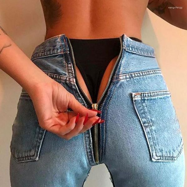 Jeans pour femmes, pantalon crayon à fermeture éclair au dos, taille moyenne, à la mode, Design de haute qualité, haut de gamme
