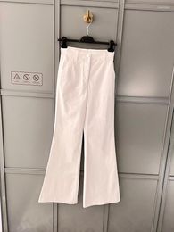 Pantalones vaqueros de moda para mujer, pantalones acampanados blancos de alta calidad para mujer, pantalones vaqueros elásticos de algodón liso informales 2023 para mujer