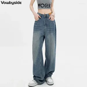Jeans pour femmes mode haute taille pantalon denim droit pantalon décontracté