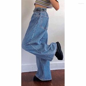 Damesjeans Mode Losse lange lengte streetwear vrouwelijke broek Koreaanse stijl Dames denim boot-cut wijde pijpen broek Laarzen Casual effen