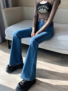 Jean femme mode maigre taille haute cloche bas coréen mince Streetwear Denim pantalon printemps automne lavé femmes Jean
