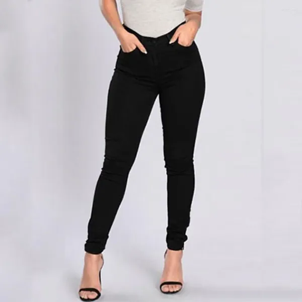 Jeans pour femmes mode couleur solide femme serre féminine haute taille extension slim pantalon pantalon de crayon de tempérament sexy pantalones de mujer