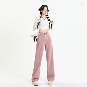 Jeans de mujer Moda Tubo recto Talle alto para mujeres Diseño de nicho Pantalones de mezclilla sueltos Mop