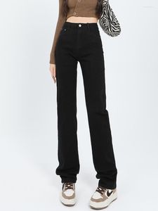 Jeans pour femmes mode droite femmes Vintage dames Streetwear Denim pantalon noir Baggy décontracté taille haute Stretch bas