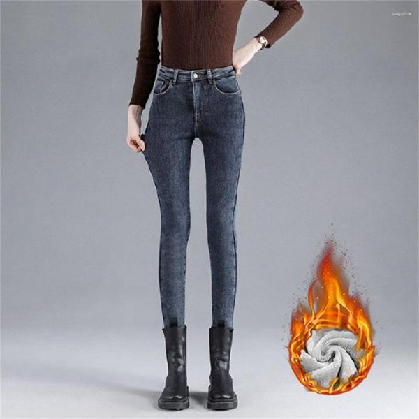 Jeans pour femmes mode Stretch taille haute crayon pantalon femme décontracté velours femmes qualité épaisse femmes Vaqueros Mujer