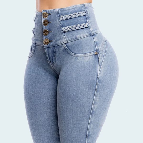 Jeans féminins Fashion Ligne mince élastique jean haute taille pantalon denim maigre surdimensionné en façonnant le lifting des fesses 230404