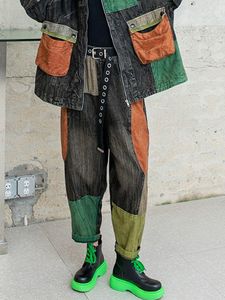 Jean femme mode Vintage lavé Denim couleur correspondant sarouel coupe ample taille haute décontracté pantalon Streetwear