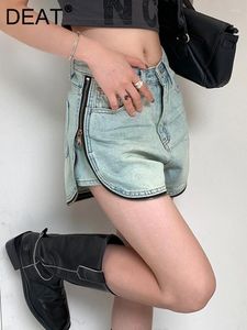 Jeans pour femmes mode femme courte courte taille hauteur zipper A-line coton bleu mince en denim short été 2024 marée 17a9580