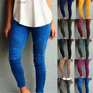 Damesjeans modieuze dames solide kleur ultradunne elastische tailleband potloodbroek broek potloodbroek yq240423