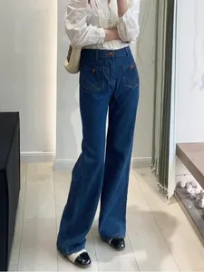 Jeans pour femmes fiords haute taille coréenne Bell Bottom Femmes causal rétro Loose évasée Streetwear Boot Cut Cut Pantalon Denim