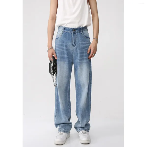 Jeans pour femmes Firmranch Blanchiment progressif Bleu clair pour hommes Femmes Toutes saisons Unisexe Pantalon en denim effet moustache légèrement ample