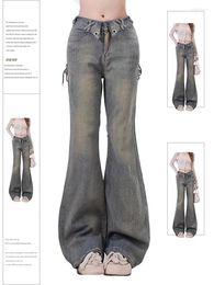 Jeans féminins Flare 90S Vintage Y2K Baggy Cowboy Pantal