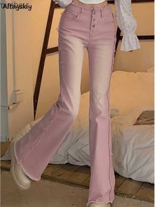 Damesjeans Flare Jeans Gebleekt Gewassen Gradiënt Zoet Trendy Slank Y2k Streetwear Harajuku Kaii Zomer Chic Vrouwtjes VintageC24318