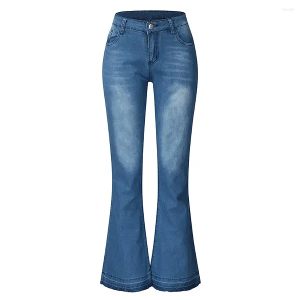 Jeans pour femmes Pantalons évasés Femmes Taille haute Stretch Slim Molleton Doux Long Pantalon Y2K Coton Denim Harlan
