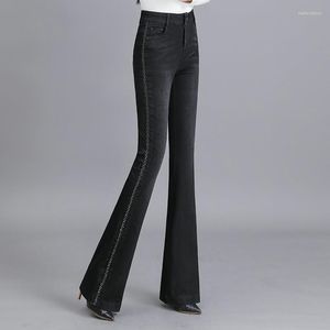 Dames Jeans Flare Broek Dames Vintage Denim Dames Zwart Hoge Taille Mode Stretch Broek Grote Maat XXL Wijde Pijpen