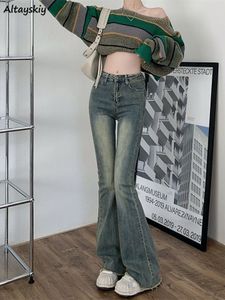 Jeans femme Flare femmes maigre taille haute esthétique Y2k vêtements Denim pantalon Vintage lavé rétro vadrouille mode coréenne rue 230202