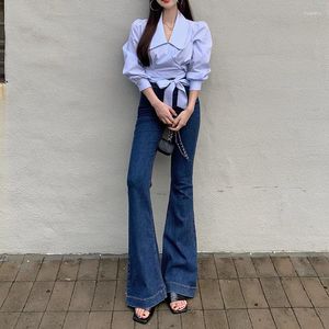 Vrouwen Jeans Flared Voor Vrouwen 2023 Retro Hoge Taille Casual Broek Strakke Denim Street Fashion Hip Lift Bell-Bottoms