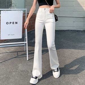 Jeans femme Jeans évasés femme taille haute Denim pantalon pour femme bleu blanc noir élastique maigre mode classique loisirs pantalon large 230308