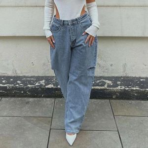 Jeans pour femmes évasés femmes mode mince stretch taille haute frange dames denim déchiré trou cargo pantalon pour rencontres quotidiennes