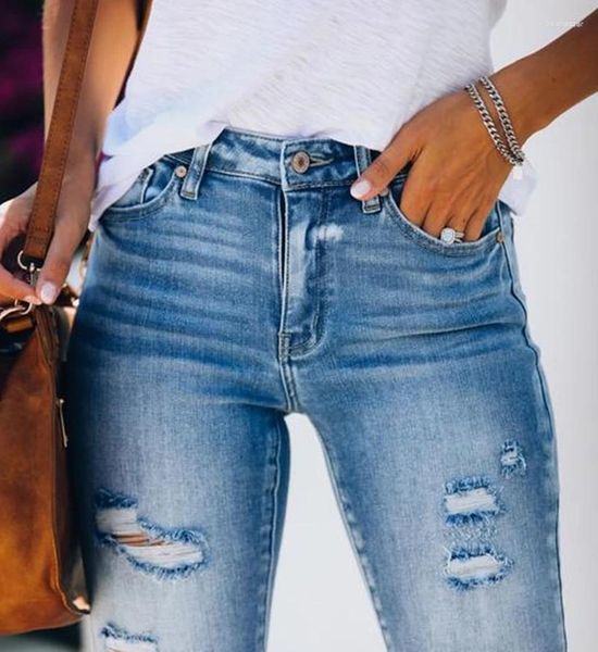 Jeans para mujeres para mujeres 2024 Ropa de mezclilla de estilo de moda de moda rasgado Damas Damas