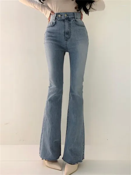 Jeans pour femmes pour femmes coréennes chic pantalons taille haute automne minceur deux boutons double poche design sens pantalon légèrement évasé Y2K