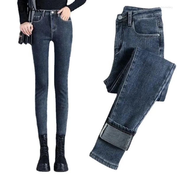 Jeans para mujer Mamá Azul Gris Negro Mujer Alto Elástico 40 Estiramiento Femenino Lavado Denim Flaco Pantalones Lápiz Z138