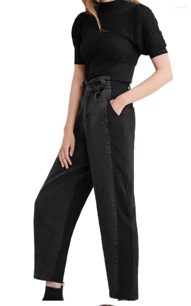 Jean femme commerce extérieur Original unique espagnol couture élastique noir