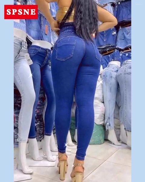 Jeans pour femmes glissière frontale stethcy booty fesses à taille haute et pantalon en denim serré