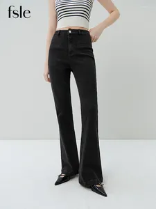 Jeans pour femmes fsle femmes noires skinny bootcut rétro haute taille coton stretch denim pantalon back slit conception 2024 femelle automne jean