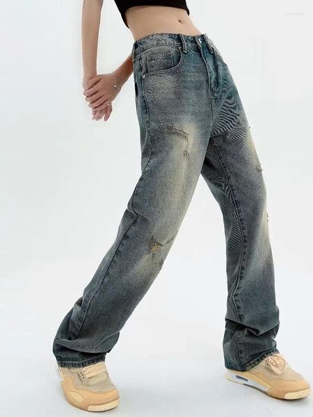 Gajie – jean droit rétro pour femmes, ample et nettoyé, vieux pantalon de loisirs multifonctionnel de marque à la mode Y2K, automne