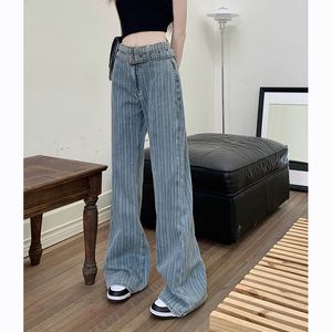 Jeans Femmes Gidyq Streetwear Femmes Coréenne Casual Ceinture Lâche Droite Denim Pantalon Automne Taille Haute Femme Pantalon Large 230825