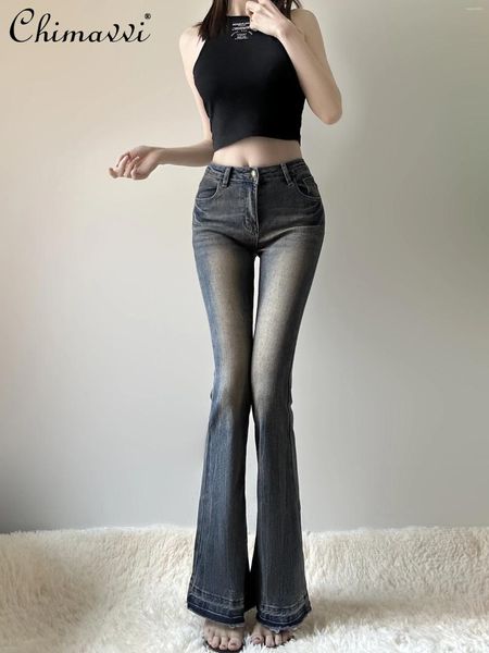 Jeans pour femmes vintage pour femmes 2024 vêtements d'automne design de mode stretch skinny minceur pantalon de bootcut dames