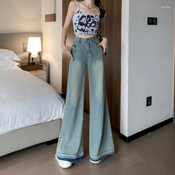 Jeans féminins filles mode petit ami baggy bordel bleu pour femmes hautes femme femme streetwear pantalon denim streetwear