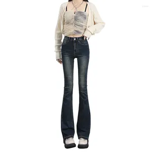 Jeans pour femmes filles mode haute taille femme vêtements dames streetwear décontracté lim-fit pantalon denim féminin bell-bootoms vintage 2--