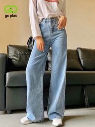 Damesjeans goplus jeans vrouw y2k wide been broek hoge taille mom jeans Koreaanse mode denim broek blauw Jean pantalon grote femme c11855 230310