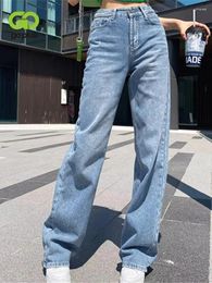 Jeans para mujeres Goplus Mujer High Winist Y2K Hosen Holgado Pantalones rectos 2024 Summer Blue Jean Femme Pantaloni Donna Estivi C12043